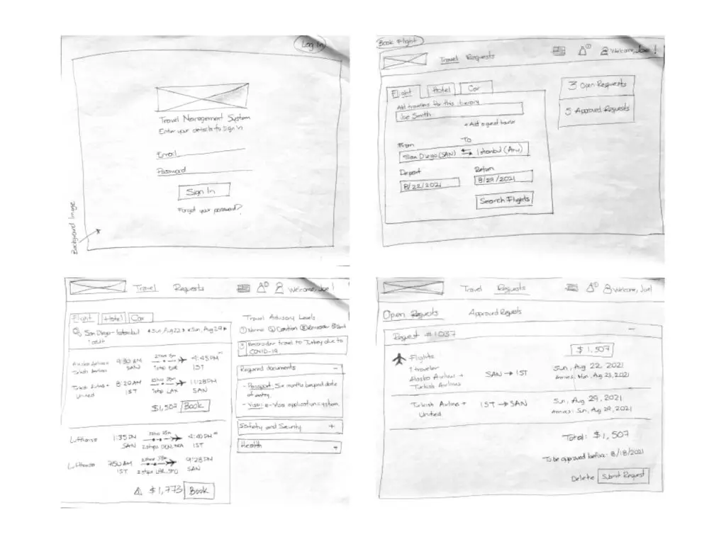 Travel Management System - App - SKETCHING